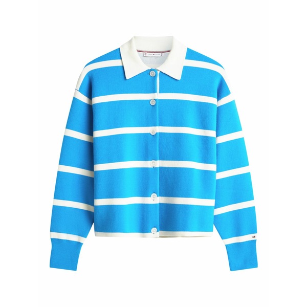 トミー ヒルフィガー レディース ジレー アウター Striped collared cardigan Blue