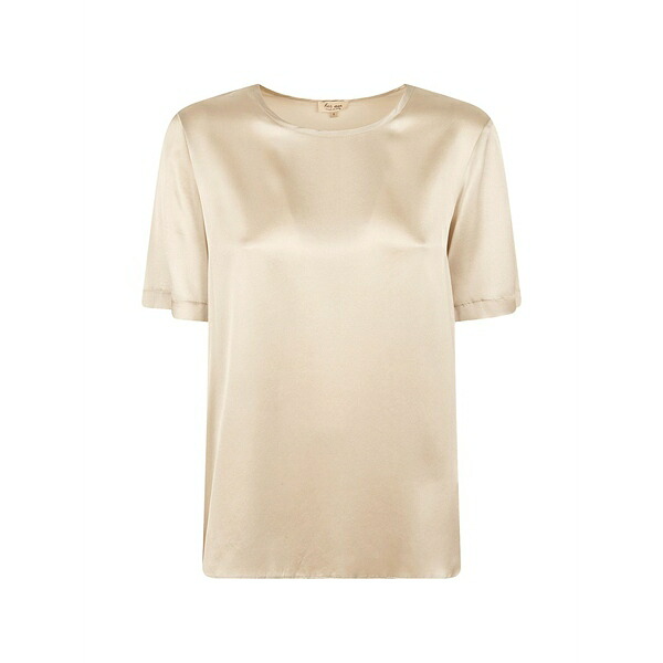 ハープルオーバー レディース ティーシャツ トップス Satin-finish short-sleeve t-shirt Neutrals