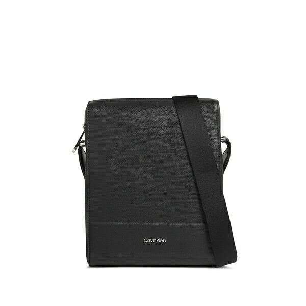 カルバンクライン メンズ ショルダーバッグ 御徒面子 Textured logo-plaque messenger bag Black