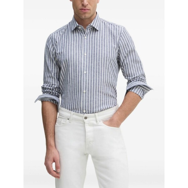 ジョープ メンズ プルオーバー トップス Striped cotton-linen shirt Grey