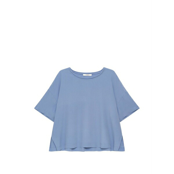 マリパルミ レディース Tシャツ トップス Fluid crepe boat-neck t-shirt Blue|asty