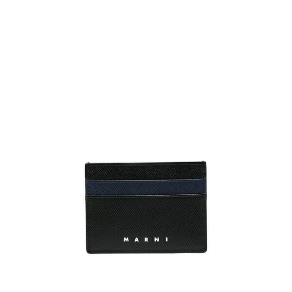 マルニ メンズ 銭入れ 添え物 Logo-print card holder Black