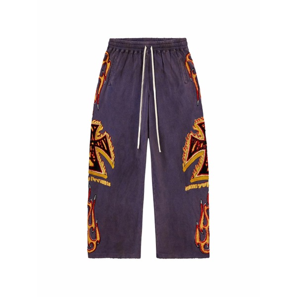 頭を覆う物 メンズ 心地よいズボン下 ボトムス  la flare track pants Purple