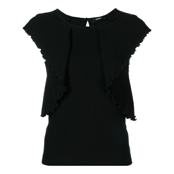 ゴエンジェイ レディース カットソー トップス Ruffled pleated vest Black