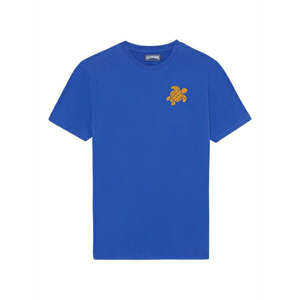 ヴィルブレクイン メンズ プルオーバー トップス Crew-neck turtle-embroidery t-shirt Blue