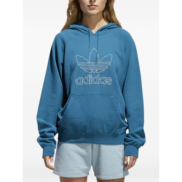 アディダス レディース パーカー・スウェットシャツ アウター Logo-print hoodie Blue