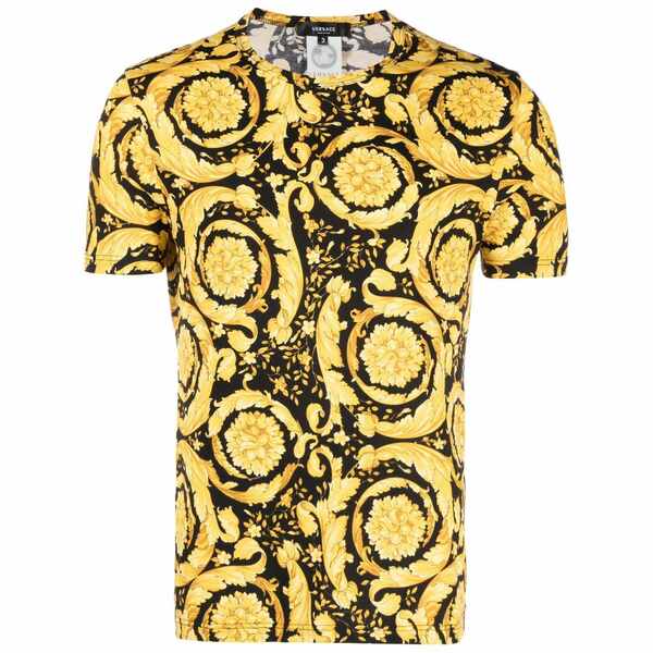 ヴェルサーチ メンズ プルオーバー トップス Baroque-print crew neck t-shirt Black