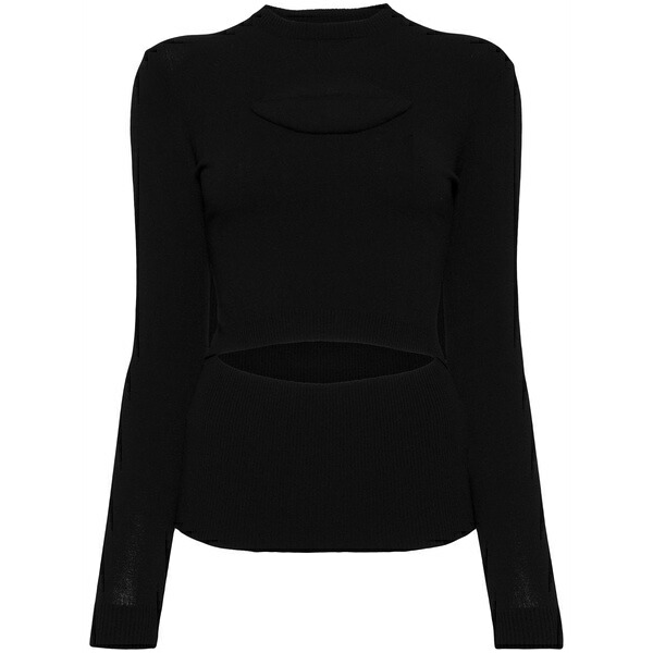 アウェイク 流行り物 レディース ティーシャツ トップス Lip-appliqu￡ knitted top Black