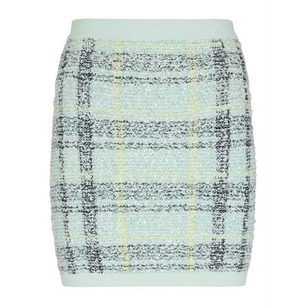 バルマン レディース スコート ボトムス Mini glitter plaid tweed skirt Green