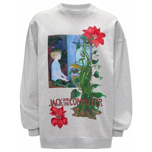 J.W.アンダーソン メンズ パーカー・スウェットシャツ アウター Graphic-print crew-neck sweatshirt  Grey