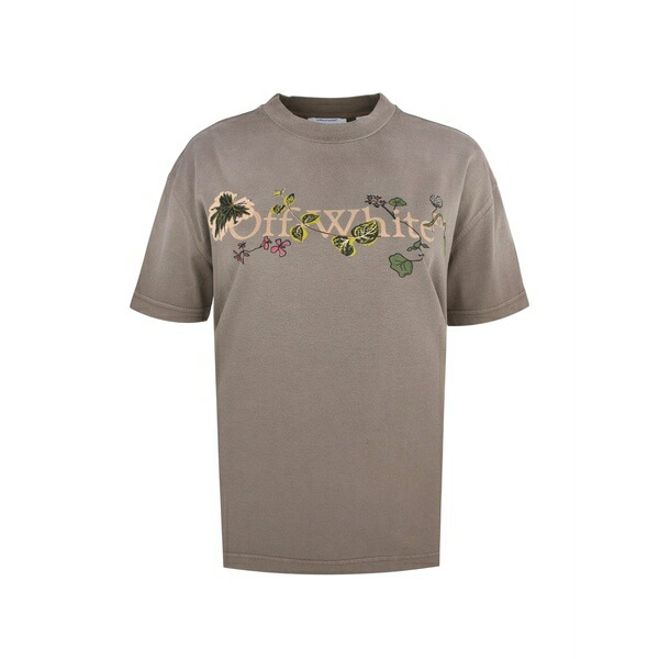 象牙色 レディース ティーシャツ トップス Floral-print logo t-shirt Neutrals