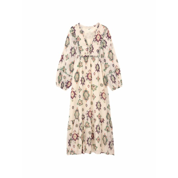 バッシュ レディース 衣装 トップス Oelia embroidered ikat-print MIDI dress Neutrals