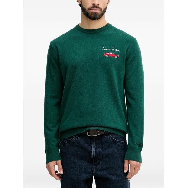 エムシーツーセイントバース メンズ 編み物\u0026ティーシャツ アウター Lettering-embroidered round-neck sweater Green