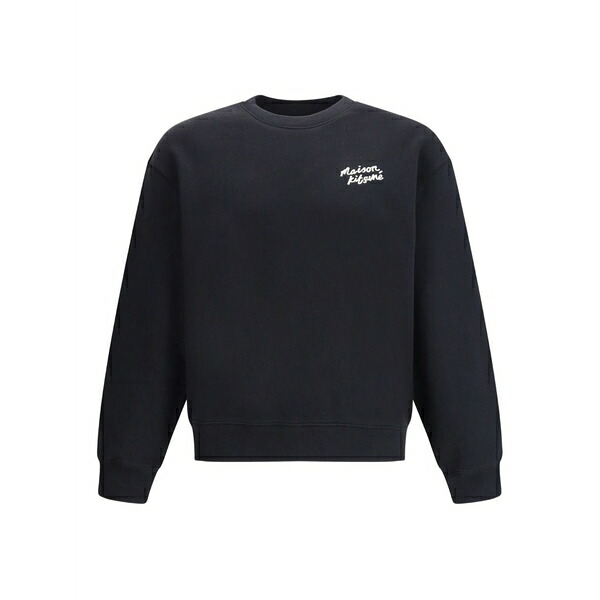 メゾン キツネ メンズ パーカー・スウェットシャツ アウター Embroidered cotton sweatshirt Black|asty