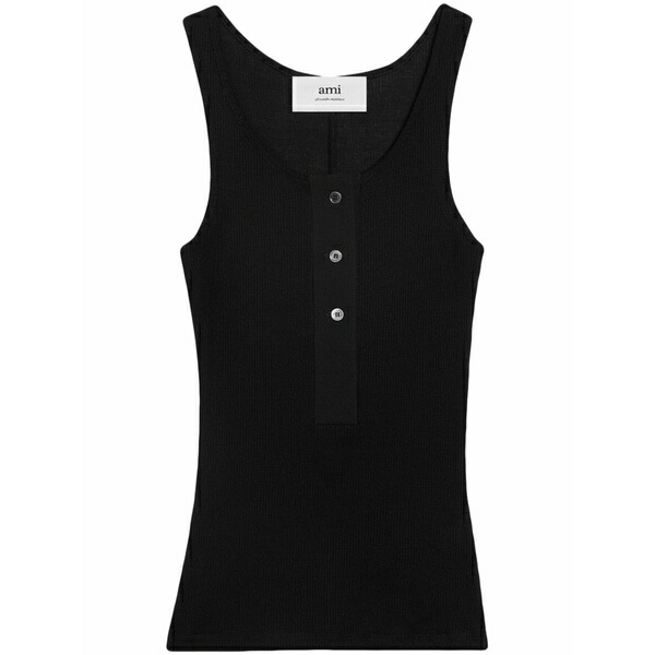 意中の女 レディース カットソー トップス Ribbed cotton tank top Black