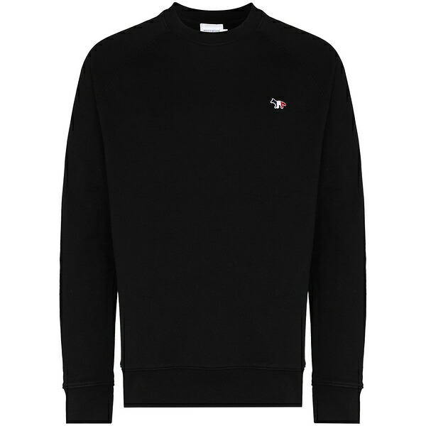 メゾン キツネ メンズ パーカー・スウェットシャツ アウター Flag fox cotton sweatshirt Black|asty