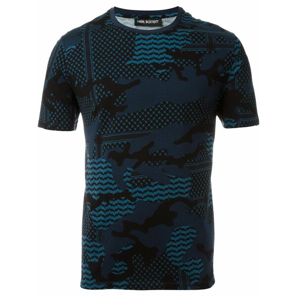 ニールバレット メンズ プルオーバー トップス Patterned camouflage t-shirt Blue