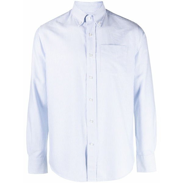 デペルル メンズ シャツ トップス Stripe-pattern cotton shirt Blue｜asty