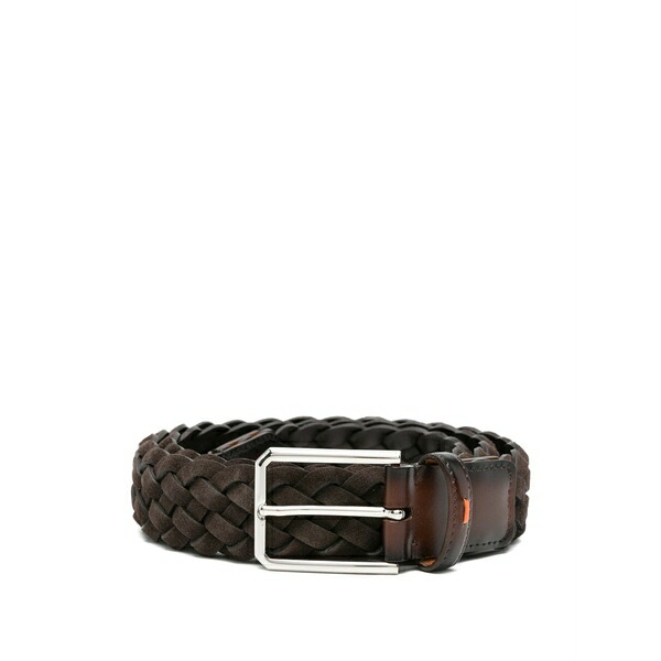 サントーニ メンズ 三尺帯 添え物 Braided suede belt Brown