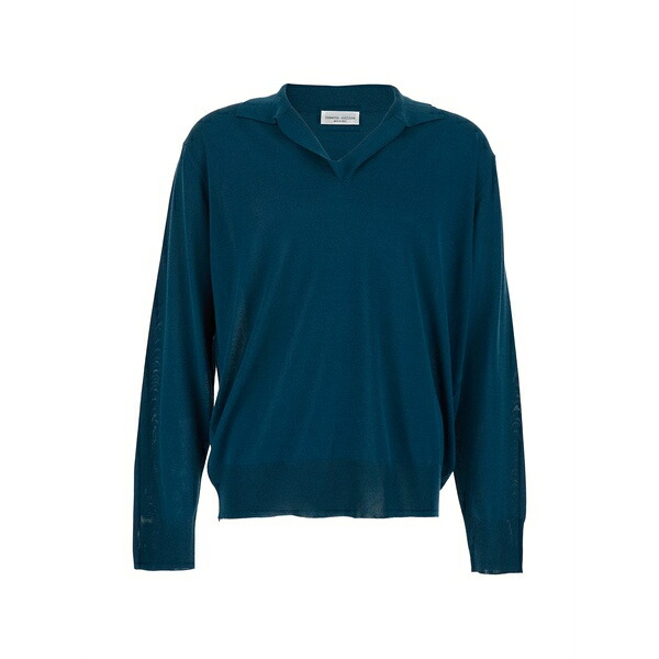 ロベルトコリーナ メンズ 編み物\u0026プルオーバー アウター Polo-collar sweater  Blue