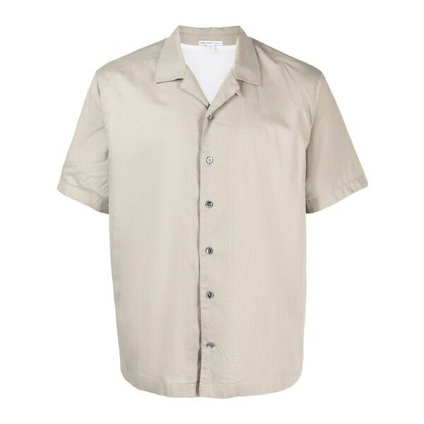 ジェームス 銭入れ メンズ プルオーバー トップス Short-sleeves buttoned poplin shirt Grey