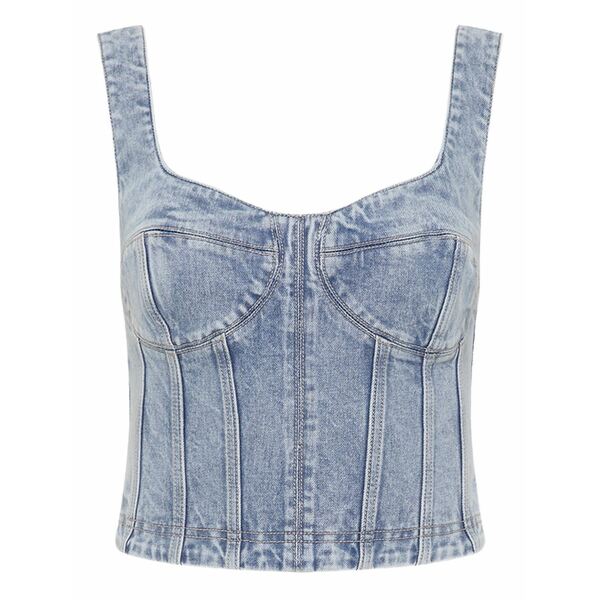 レベッカ・ヴァランス レディース カットソー トップス Denim corset top Blue｜asty