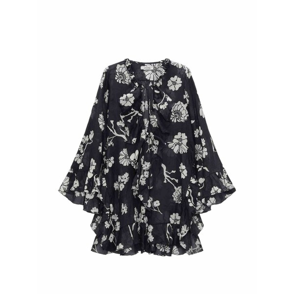 ドロシーシューマッハ レディース シャツ トップス Floral-print ruffled top Black|asty