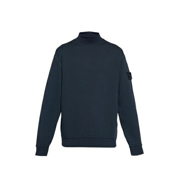 ストーンアイランド メンズ 編み物\u0026ティーシャツ アウター Logo-patch stand-up collar sweater Blue