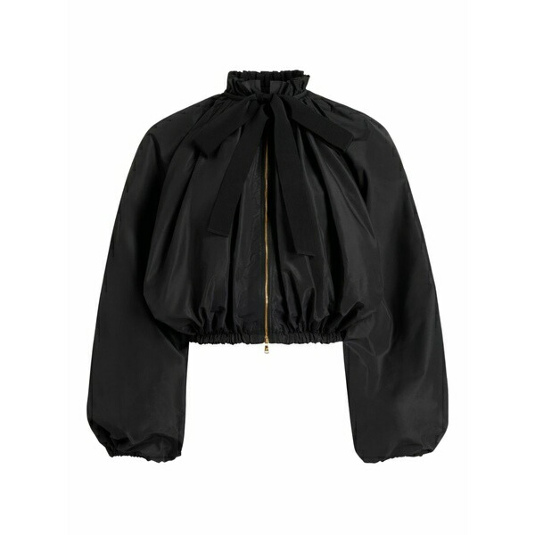 ジャンパトゥ レディース 上衣＆上衣 アウター Bow-detailed balloon-sleeve bomber jacket Black