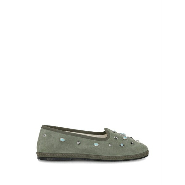 フォルテラ レディース サンダル シューズ Studded suede ballet flats  Green