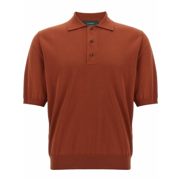 ザノーネ メンズ スポーツシャツ トップス Cotton polo shirt Brown