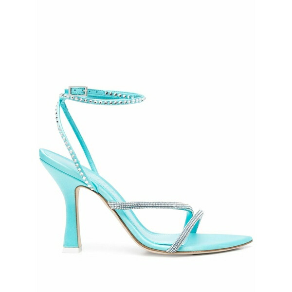 トロワジュイン レディース サンダル シューズ Crystal-embellished strappy leather sandals Blue