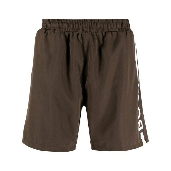 主任者 メンズ 心地よいズボン下 ボトムス Logo-print swim shorts Brown