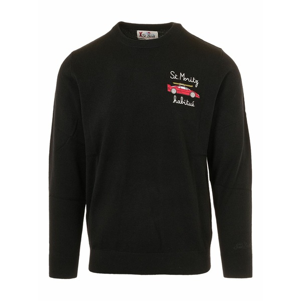 エムシーツーセイントバース メンズ 編み物\u0026ティーシャツ アウター Heron embroidered sweater Black
