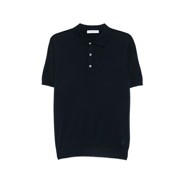 マニュエル リッツ メンズ スポーツシャツ トップス Knitted cotton polo shirt Blue
