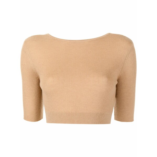 カシミヤ はたご屋 優しいこと レディース 編み物\u0026ティーシャツ アウター Liza scoop-back cropped top Brown
