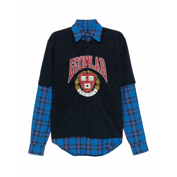エゴンラボ メンズ プルオーバー トップス T-shirt shirt Blue
