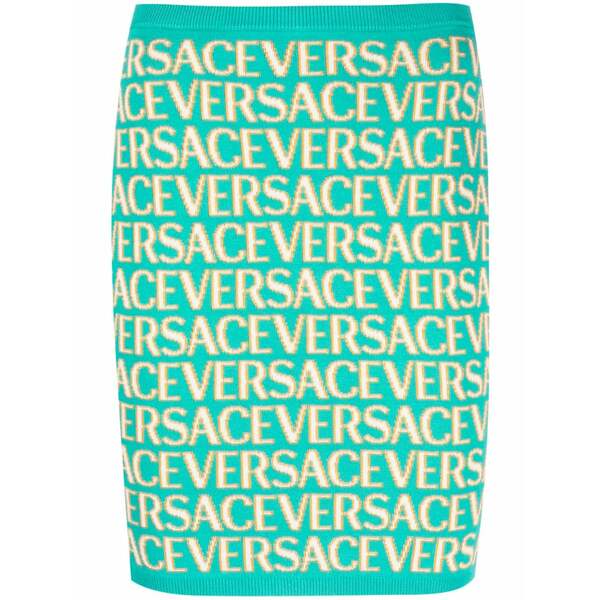 ヴェルサーチ レディース スコート ボトムス Versace allover knitted miniskirt Blue