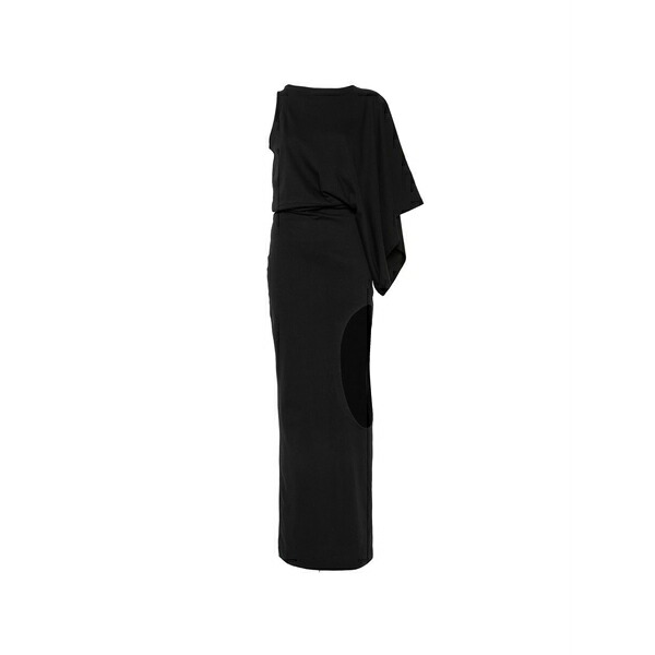 アウェイク 流行り物 レディース 衣裳 トップス Asymmetric cut-out maxi dress Black