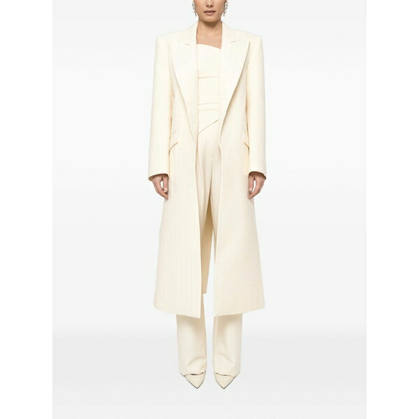 ニッサ レディース 厚地の外套 アウター Sequin-embellished coat White