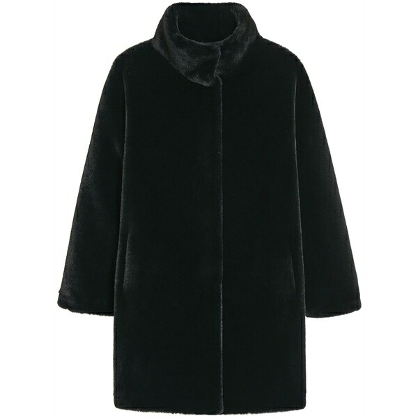 アッパリス レディース 厚地の外套 アウター High-neck faux fur coat  Black