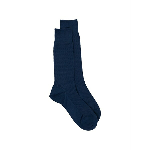 ゼニア メンズ ソックス アンダー御召しもの Textured mid-calf socks Blue