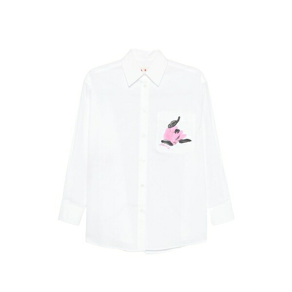 マルニ レディース シャツ トップス Floral-print pocket shirt White|asty