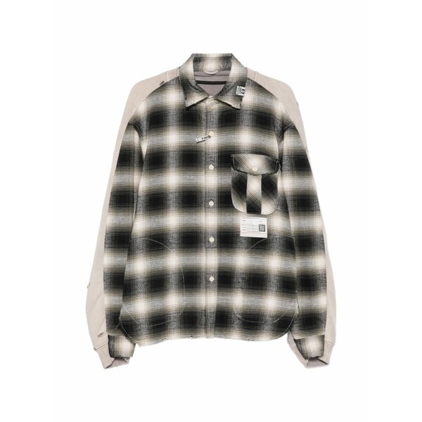 ミハラヤスヒロ メンズ プルオーバー トップス Check-pattern distressed-effect shirt Neutrals