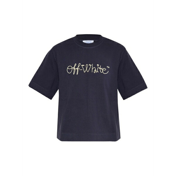 象牙色 レディース ティーシャツ トップス Logo-embroidered t-shirt  Blue