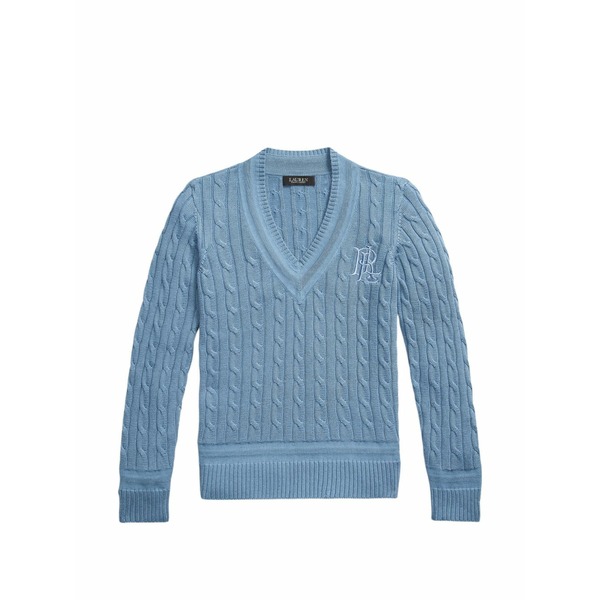 ラルフローレン レディース 編み物\u0026プルオーバー アウター Cable-knit v-neck sweater Blue