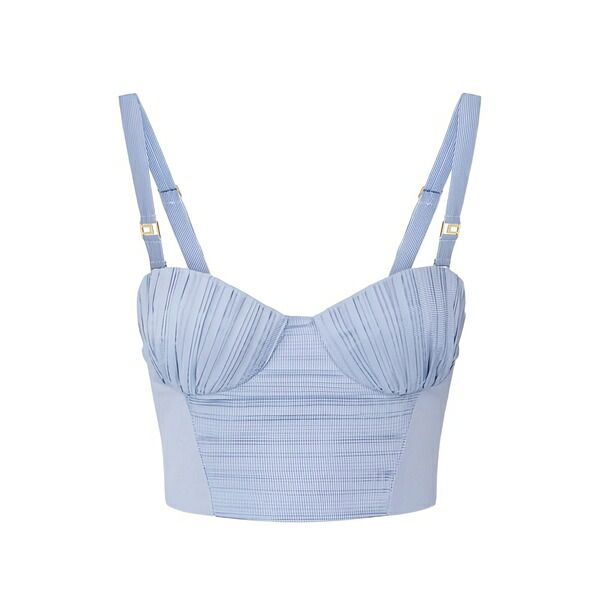 エリザベスフランキ レディース カットソー トップス Striped pleats top Blue