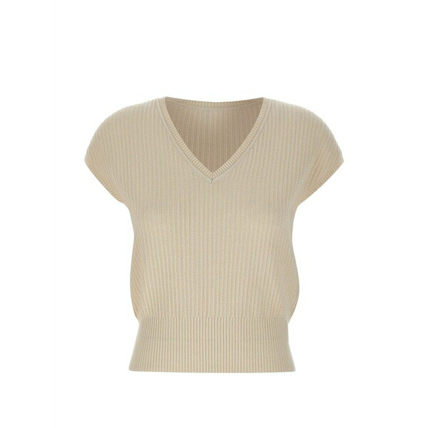 イレブンティ レディース 編み物\u0026ティーシャツ アウター V-neck knitted top Neutrals