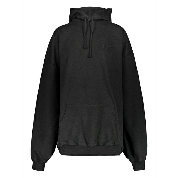 ヴェトモン レディース パーカー・スウェットシャツ アウター Logo-embroidered cotton hoodie Black
