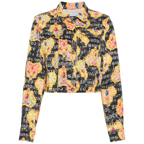 呼びりん探し回る レディース 上衣＆上衣 アウター Heart couture-print denim jacket Black